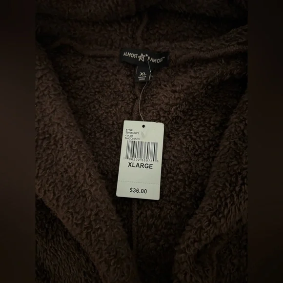 Almost Famous Cozy sherpa open front Cardigan Sweater brown size XL - Picture 5 of 5